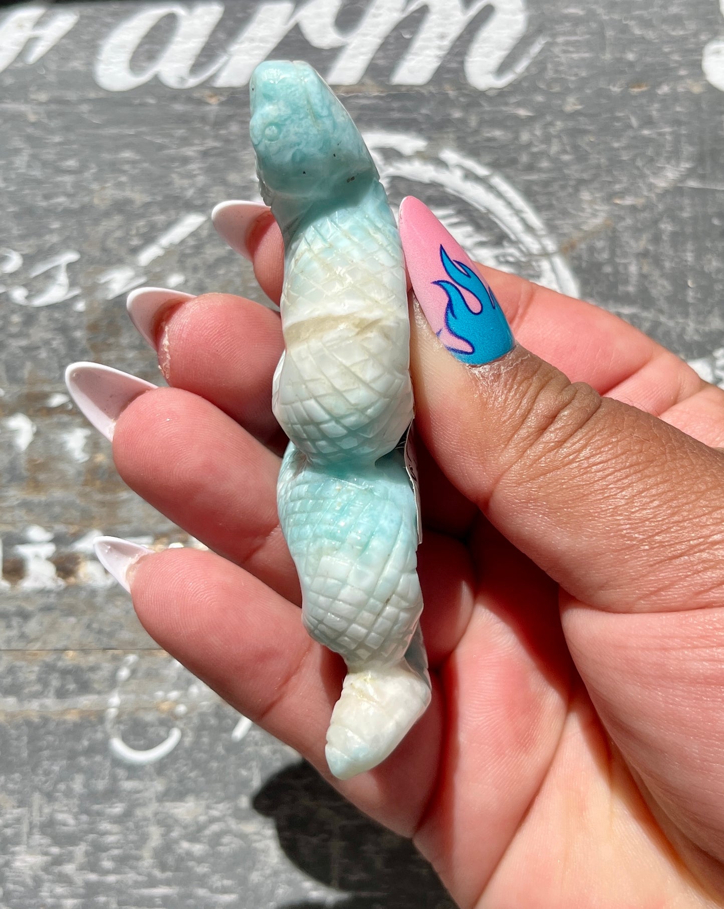 Gorgeous Hand Carved High Quality Larimar Snake from the Dominican Republic! Denver Exclusive!