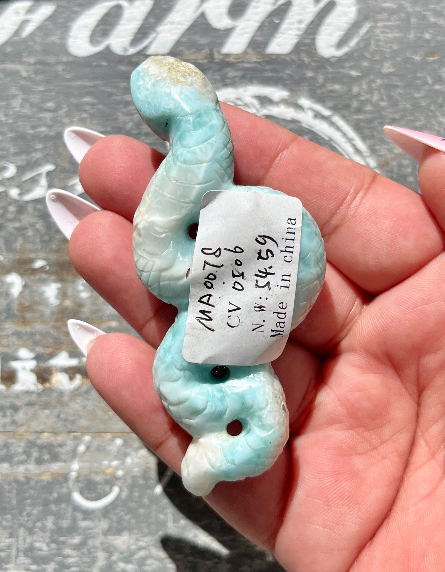 Gorgeous Hand Carved High Quality Larimar Snake from the Dominican Republic! Denver Exclusive!