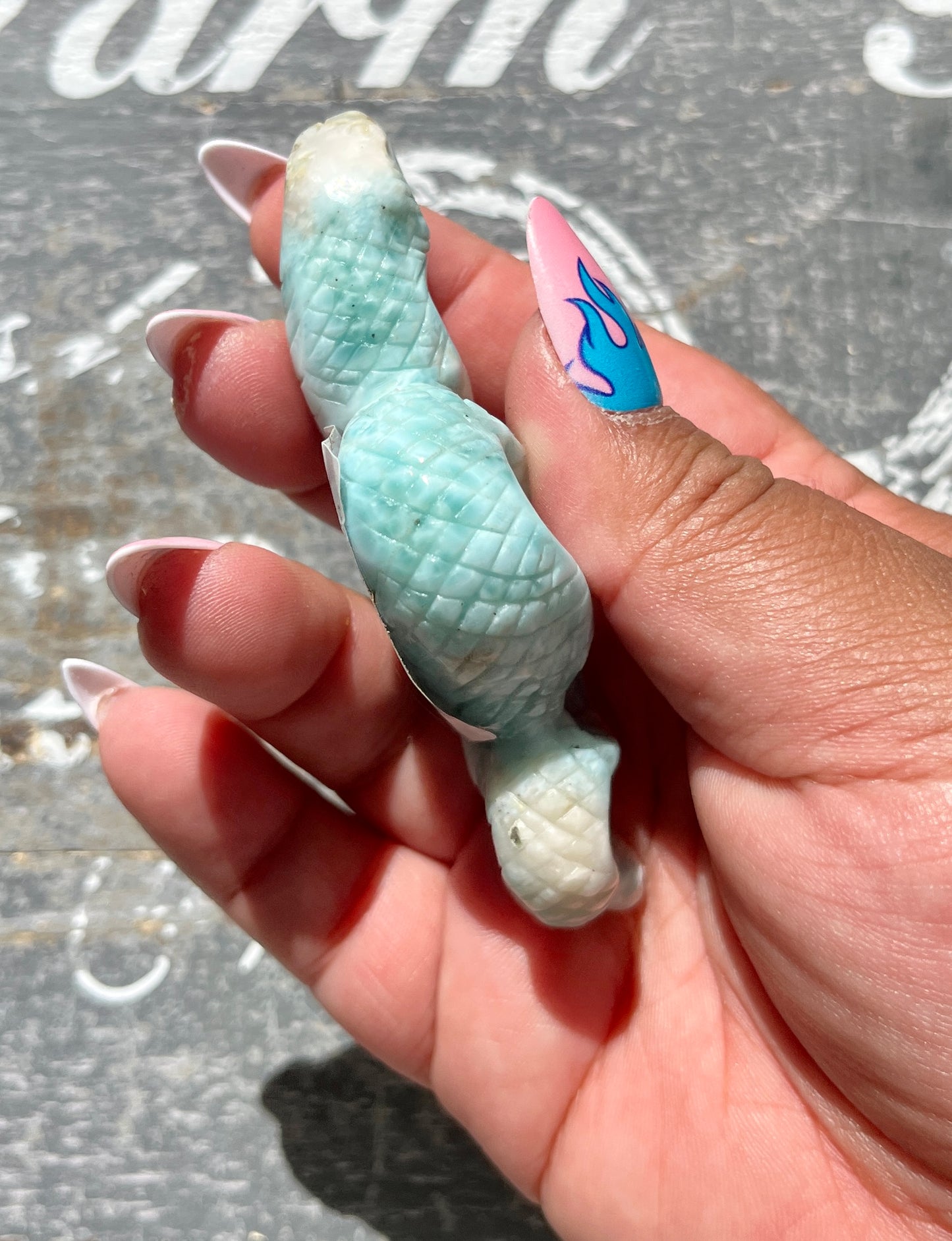 Gorgeous Hand Carved High Quality Larimar Snake from the Dominican Republic! Denver Exclusive!