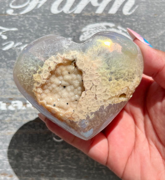 Gorgeous High Quality Agate Aura Coated Druzy Heart from Brazil