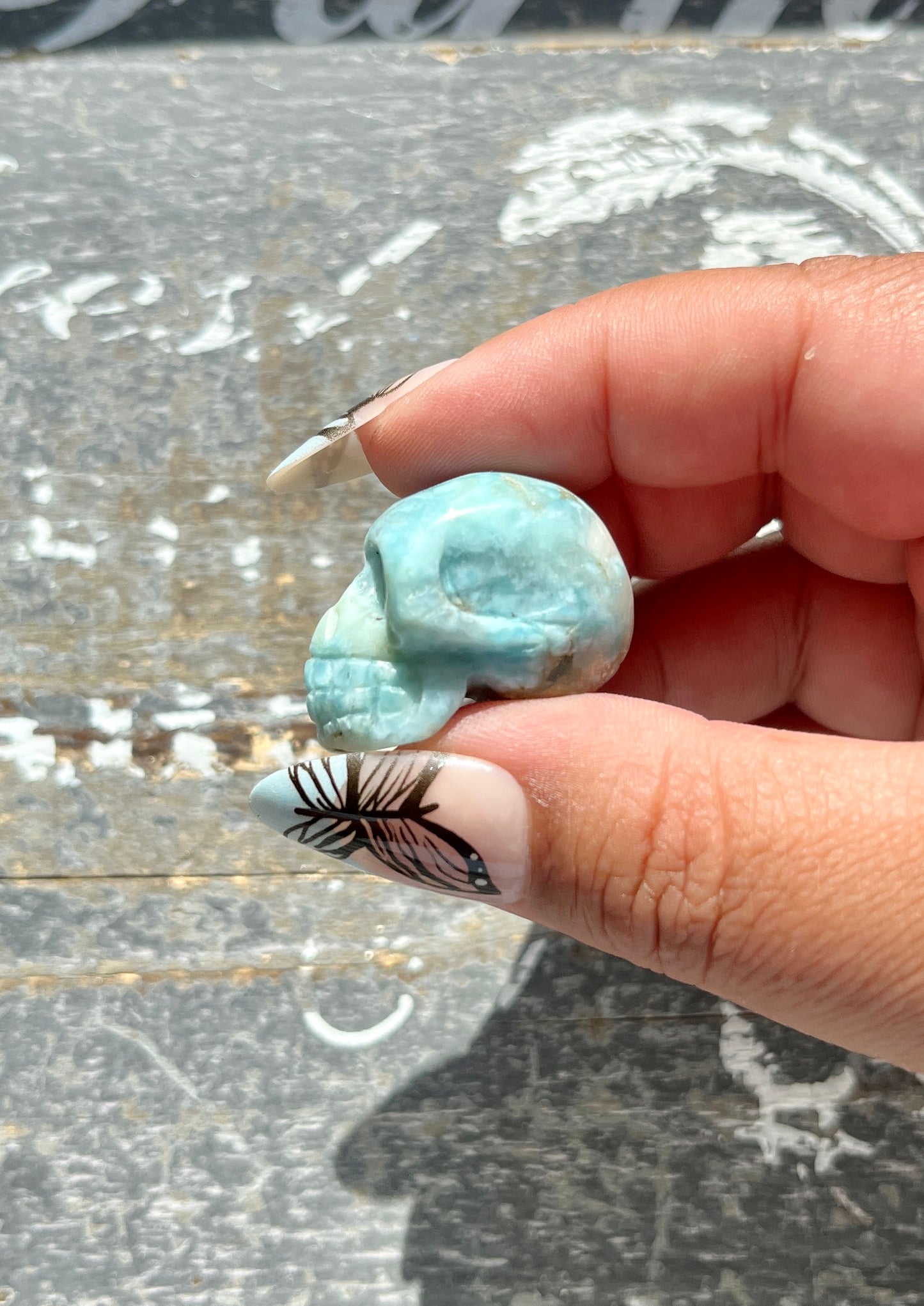 Gorgeous Larimar Hand Carved Skull from the Dominican Republic *Tucson Exclusive*