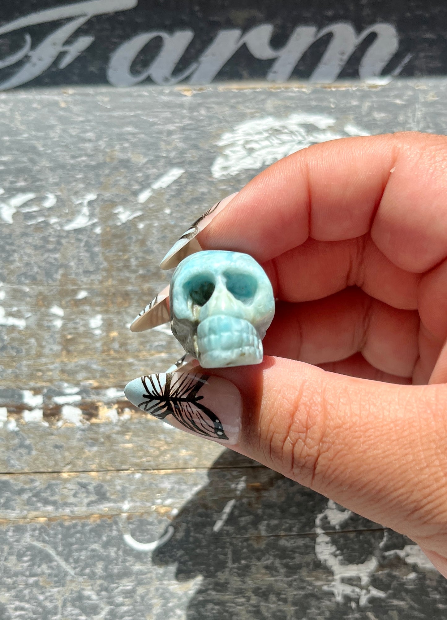 Gorgeous Larimar Hand Carved Skull from the Dominican Republic *Tucson Exclusive*