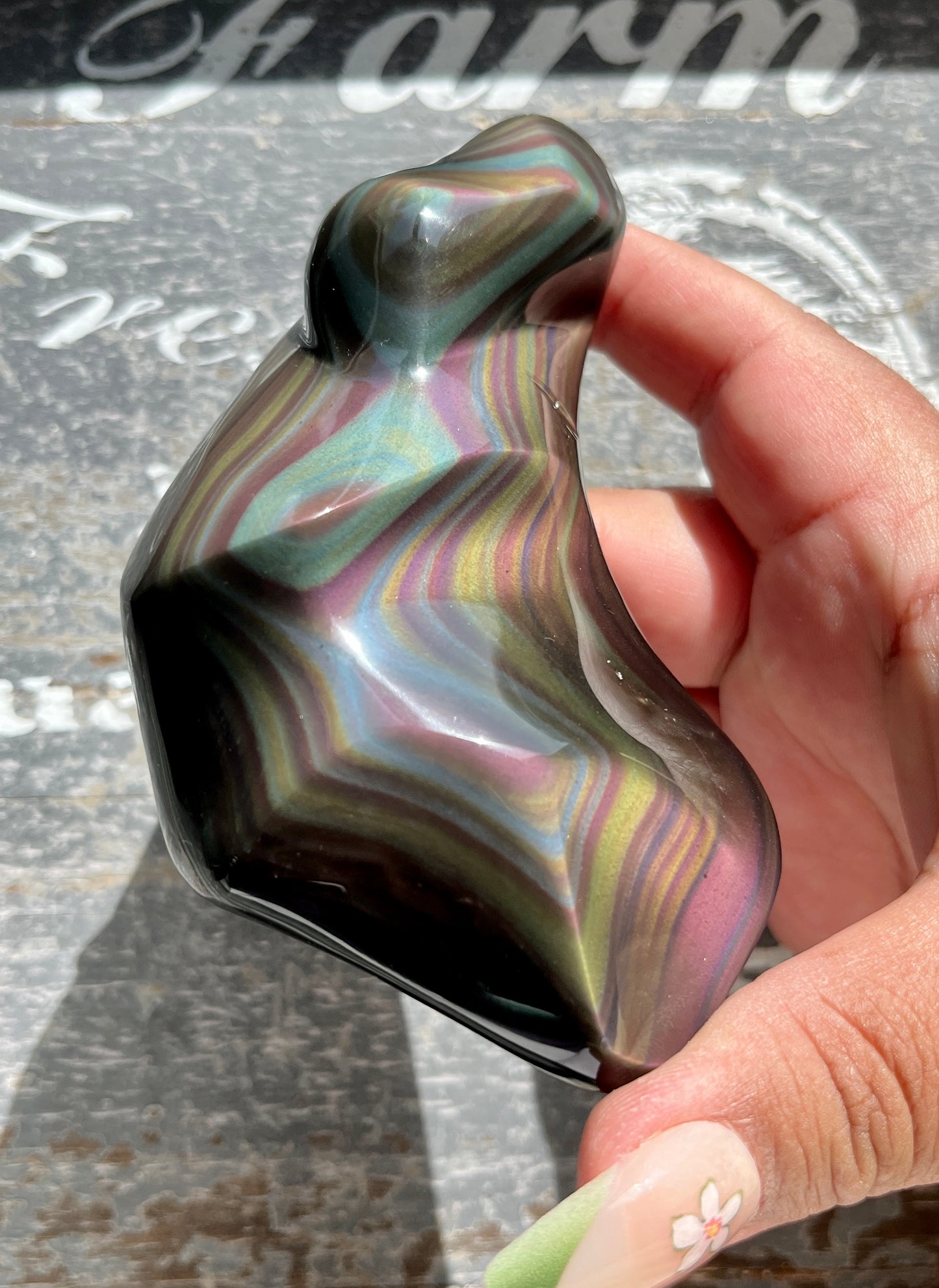 Gorgeous High Quality Rainbow Obsidian Freeform, Hand Carved in Mexico I- Denver Exclusive