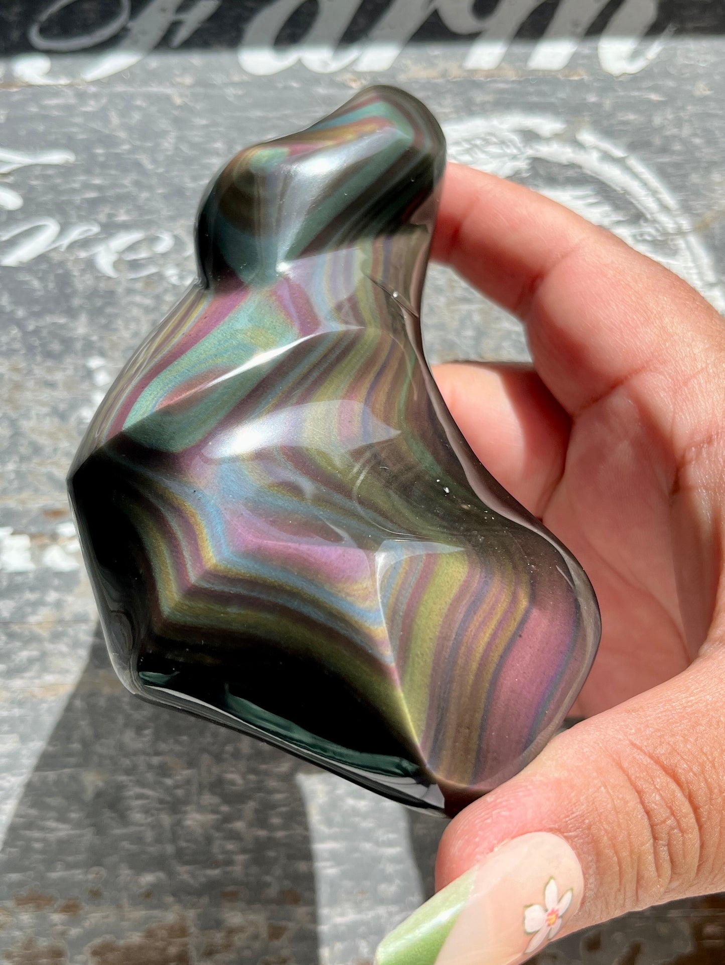 Gorgeous High Quality Rainbow Obsidian Freeform, Hand Carved in Mexico I- Denver Exclusive