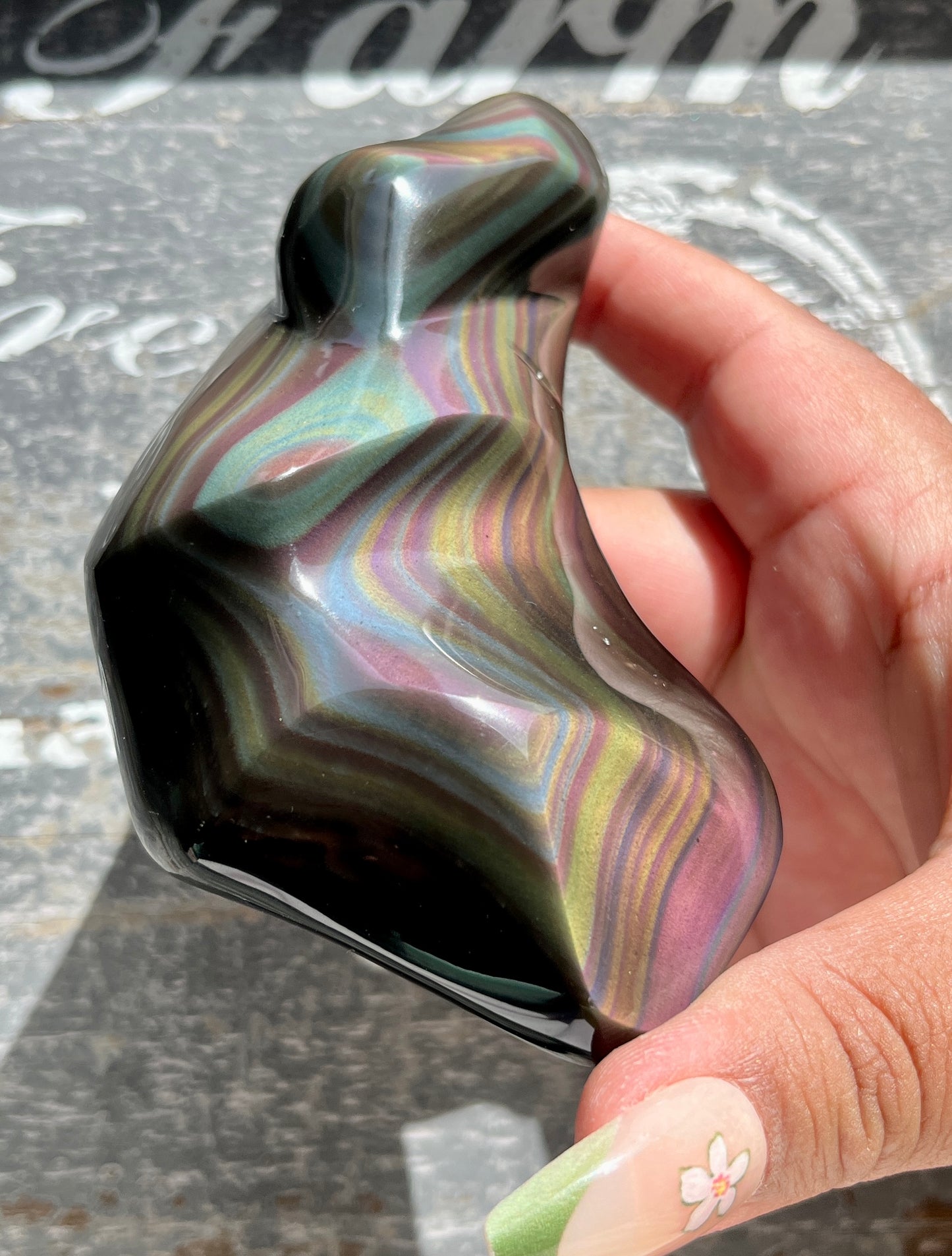 Gorgeous High Quality Rainbow Obsidian Freeform, Hand Carved in Mexico I- Denver Exclusive