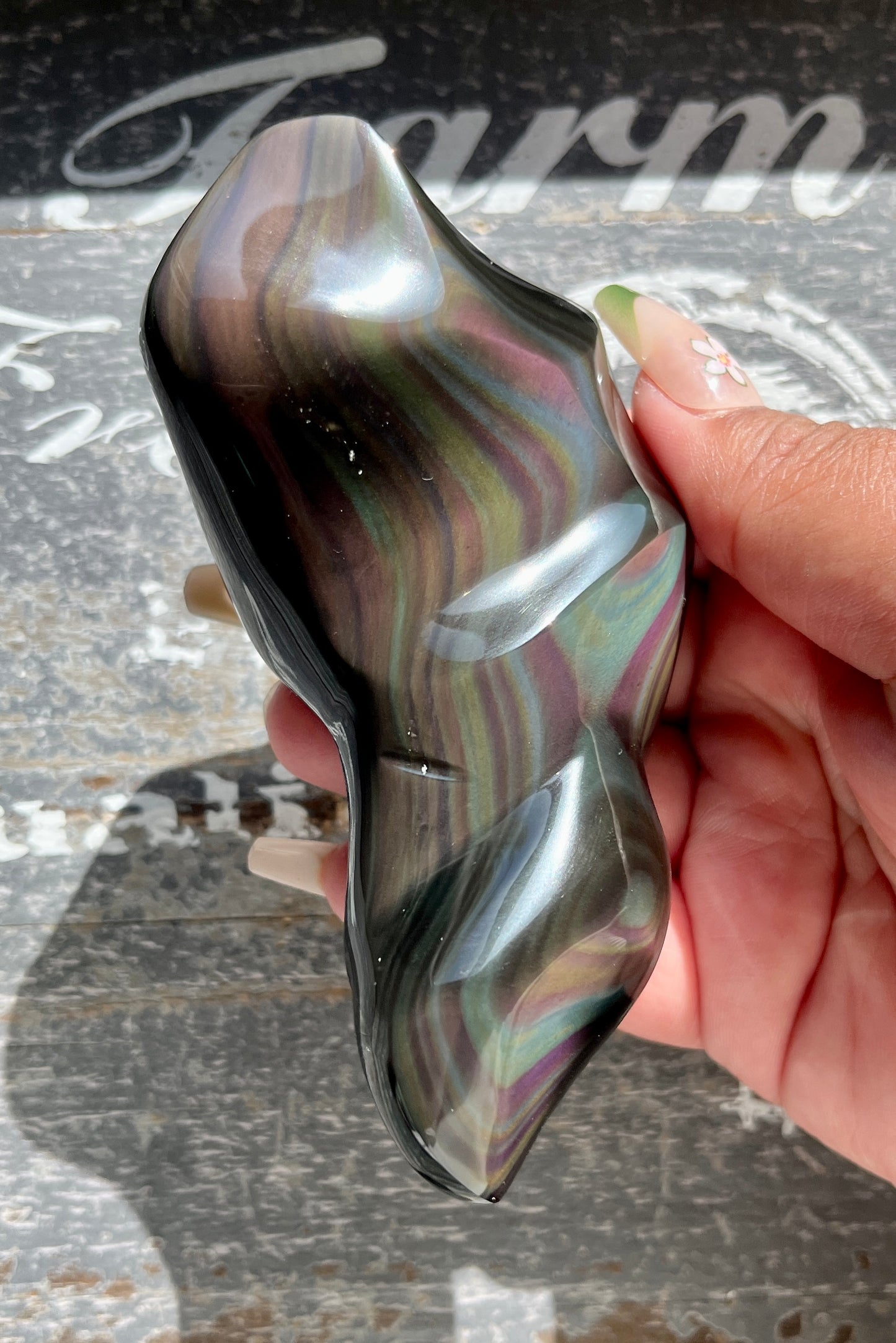 Gorgeous High Quality Rainbow Obsidian Freeform, Hand Carved in Mexico I- Denver Exclusive