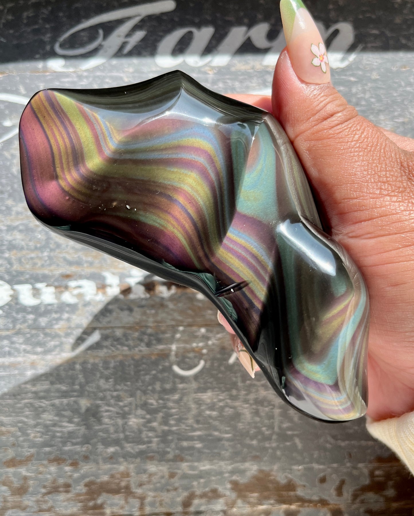 Gorgeous High Quality Rainbow Obsidian Freeform, Hand Carved in Mexico I- Denver Exclusive