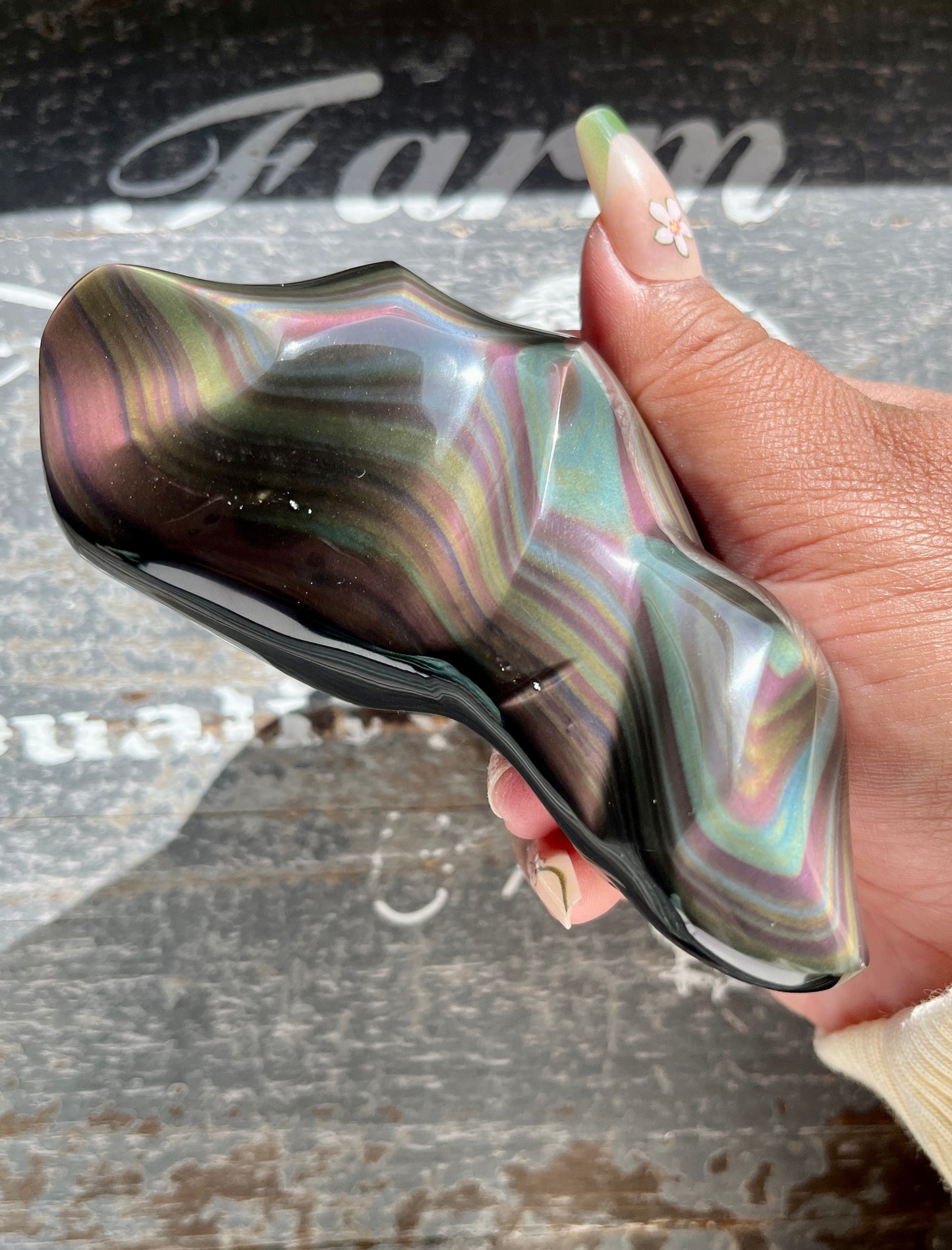 Gorgeous High Quality Rainbow Obsidian Freeform, Hand Carved in Mexico I- Denver Exclusive