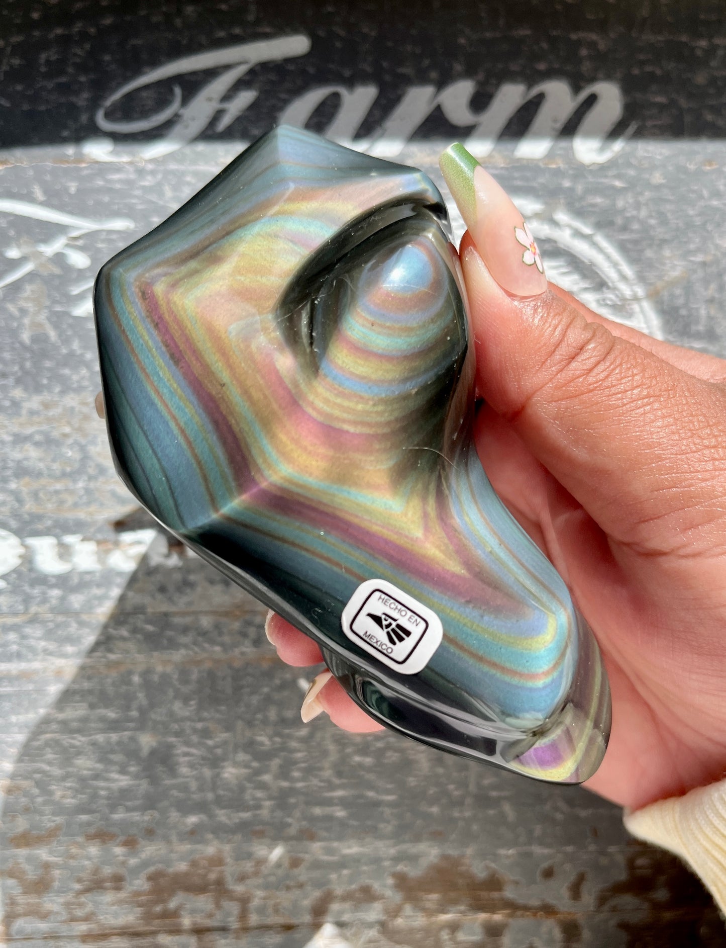 Gorgeous High Quality Rainbow Obsidian Freeform, Hand Carved in Mexico I- Denver Exclusive