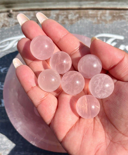 One (1) Beautiful High Grade Mini Rose Quartz Sphere