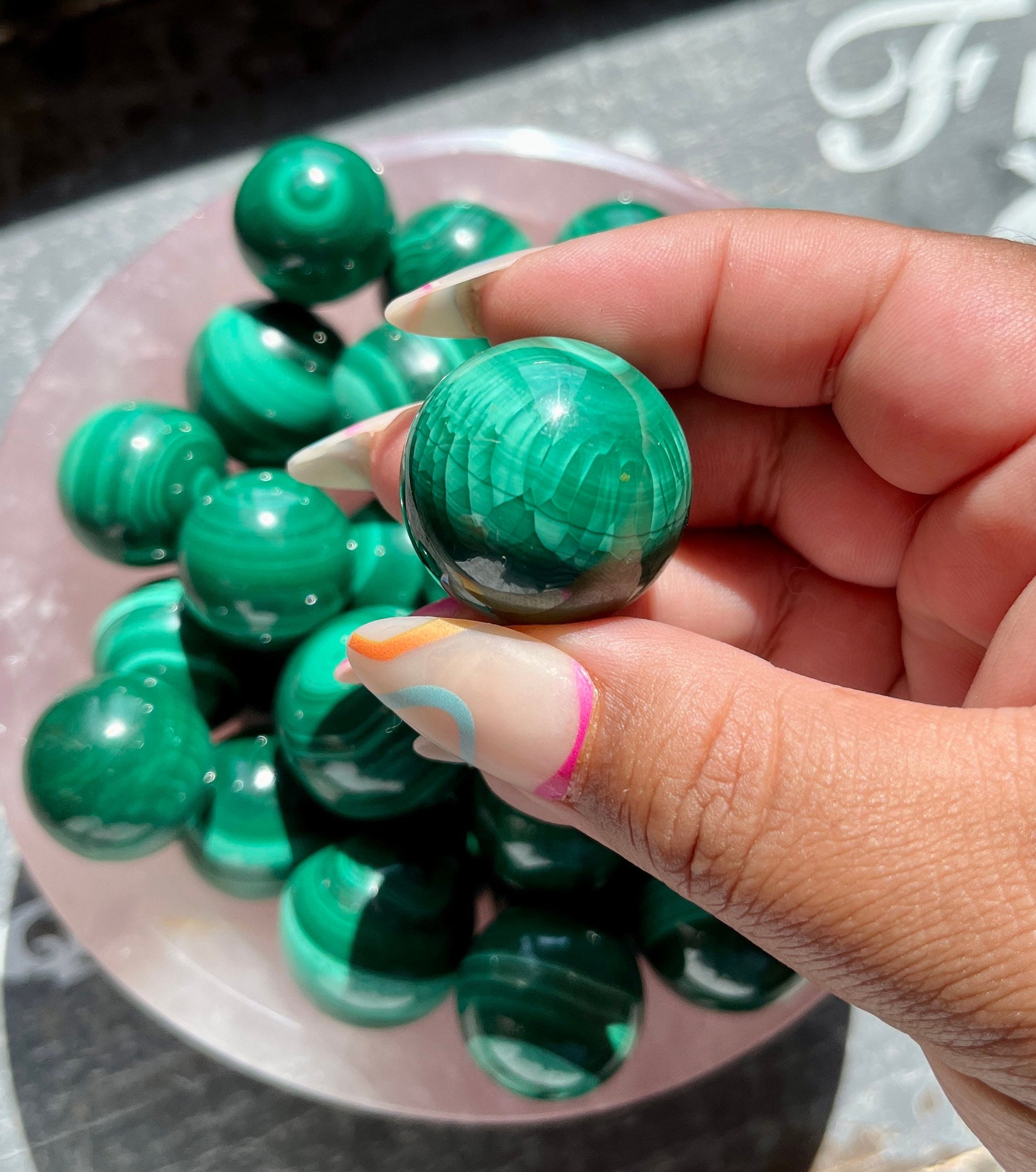 One (1) Gorgeous Mini Genuine Malachite Sphere, High Quality!