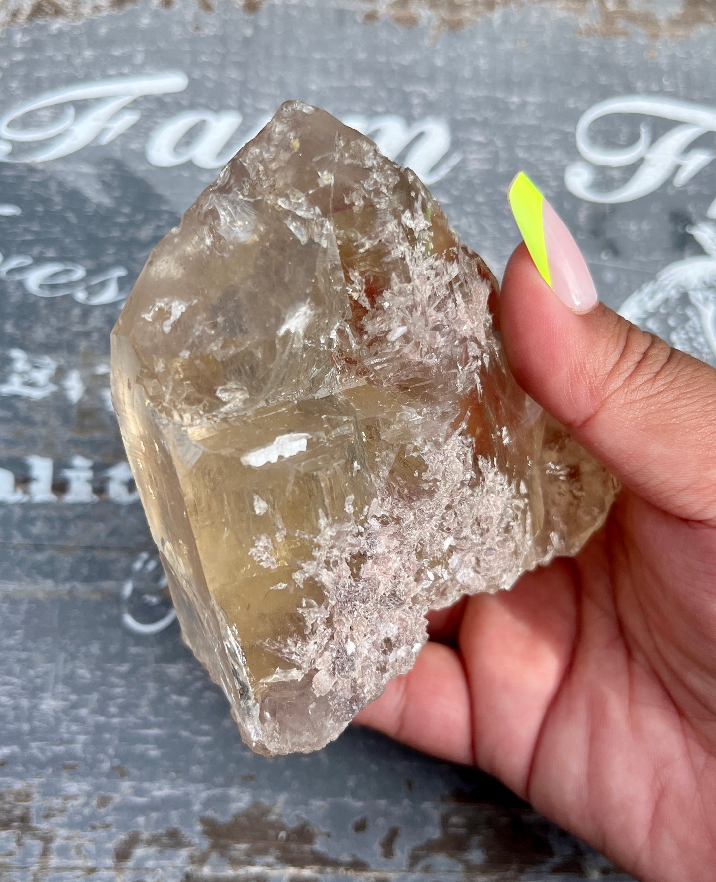 Gorgeous Natural Genuine Citrine point with Lepidolite from Brazil!