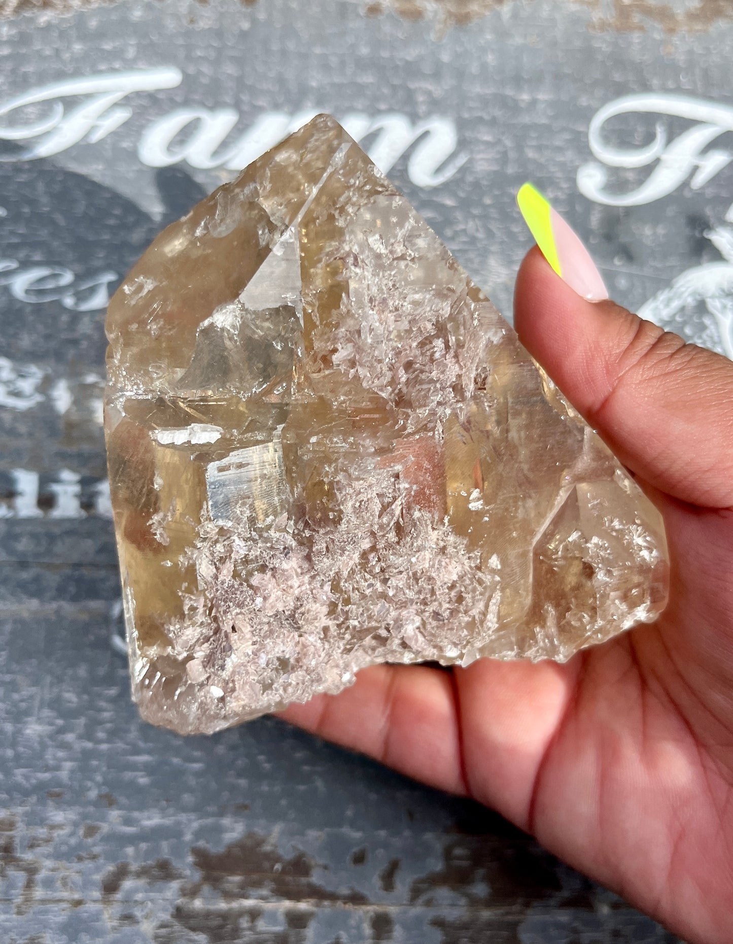 Gorgeous Natural Genuine Citrine point with Lepidolite from Brazil!